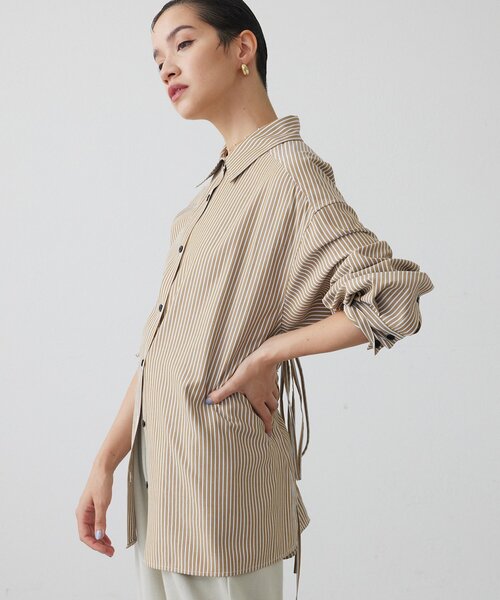 THE PAUSE（ザ ポーズ）の「【THE PAUSE】ストライプシェイプシャツ（シャツ/ブラウス・レディース・キャメル/グレー・FREE）」の15枚目の写真