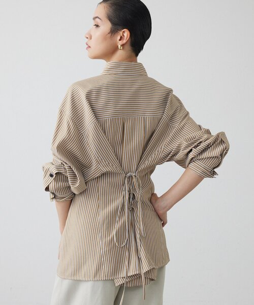 THE PAUSE（ザ ポーズ）の「【THE PAUSE】ストライプシェイプシャツ（シャツ/ブラウス・レディース・キャメル/グレー・FREE）」の12枚目の写真