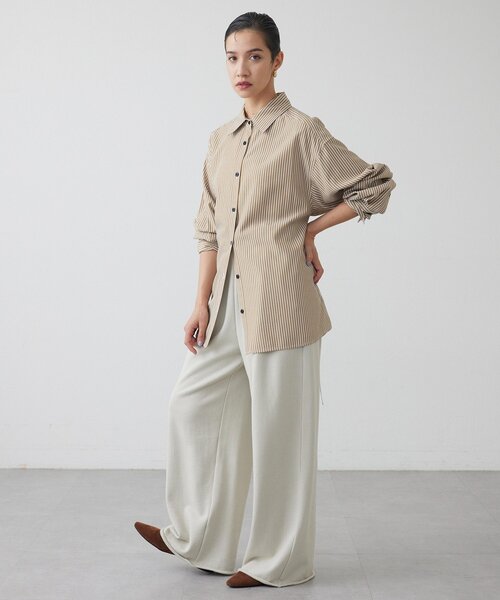 THE PAUSE（ザ ポーズ）の「【THE PAUSE】ストライプシェイプシャツ（シャツ/ブラウス・レディース・キャメル/グレー・FREE）」の14枚目の写真