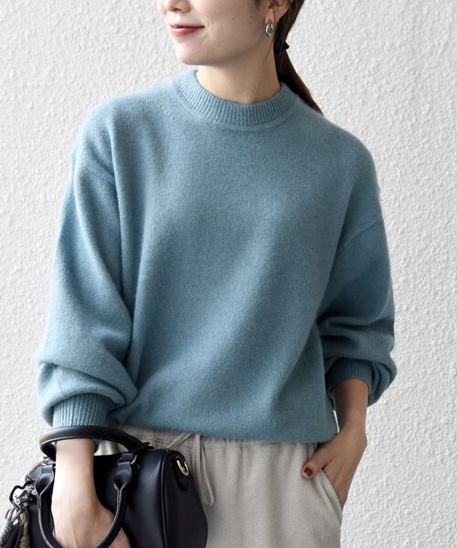 SHIPS any（シップス エニィ）の「SHIPS any: LOUNGE FOX シャギー セミモックネック ニット◇（ニット/セーター・メンズ・ライトブルー/レッド/グレー/ネイビー・LARGE/MEDIUM/SMALL）」の3枚目の写真