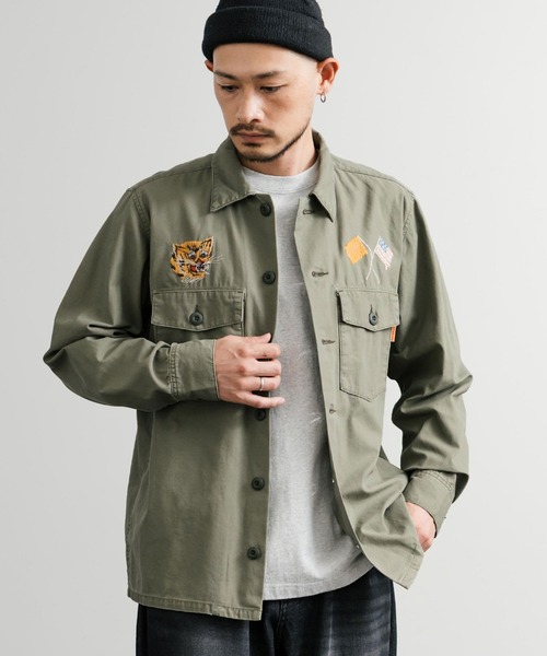 KRIFF MAYER(クリフメイヤー)の「KRIFF MAYER クリフメイヤー スーベニア刺繍長袖ミリタリーシャツジャケット 2514001(ミリタリージャケット・メンズ・ブラック/オリーブ/ベージュ/ネイビー・M/L/XL)」の17枚目の写真