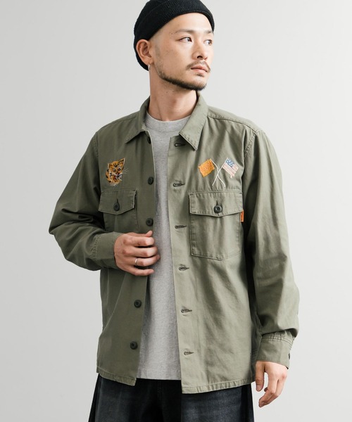 KRIFF MAYER(クリフメイヤー)の「KRIFF MAYER クリフメイヤー スーベニア刺繍長袖ミリタリーシャツジャケット 2514001(ミリタリージャケット・メンズ・ブラック/オリーブ/ベージュ/ネイビー・M/L/XL)」の14枚目の写真