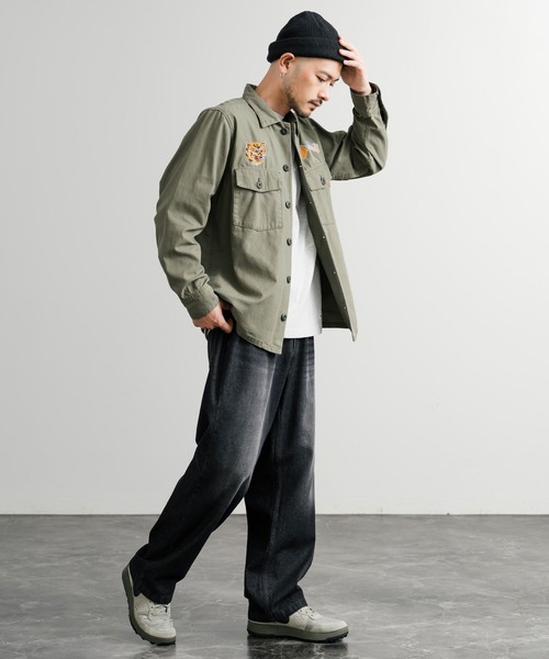 KRIFF MAYER(クリフメイヤー)の「KRIFF MAYER クリフメイヤー スーベニア刺繍長袖ミリタリーシャツジャケット 2514001(ミリタリージャケット・メンズ・ブラック/オリーブ/ベージュ/ネイビー・M/L/XL)」の12枚目の写真