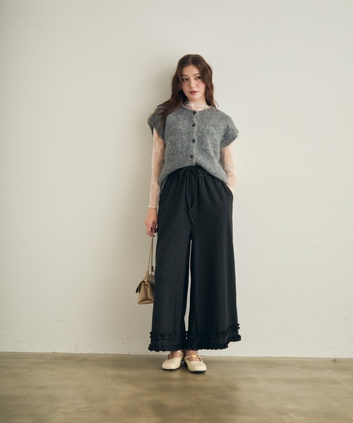 Lunea（ルネア）の「フリルスウェットワイドパンツ（スウェットパンツ・レディース・ライトグレー/ブラック/ダークグレー・L/M）」の4枚目の写真