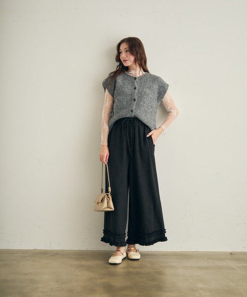 Lunea（ルネア）の「フリルスウェットワイドパンツ（スウェットパンツ・レディース・ライトグレー/ブラック/ダークグレー・L/M）」の5枚目の写真