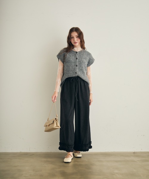 Lunea（ルネア）の「フリルスウェットワイドパンツ（スウェットパンツ・レディース・ライトグレー/ブラック/ダークグレー・L/M）」の7枚目の写真