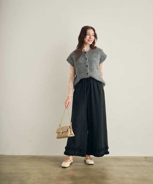 Lunea（ルネア）の「フリルスウェットワイドパンツ（スウェットパンツ・レディース・ライトグレー/ブラック/ダークグレー・L/M）」の12枚目の写真