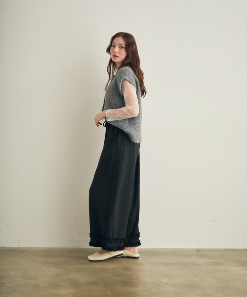 Lunea（ルネア）の「フリルスウェットワイドパンツ（スウェットパンツ・レディース・ライトグレー/ブラック/ダークグレー・L/M）」の14枚目の写真