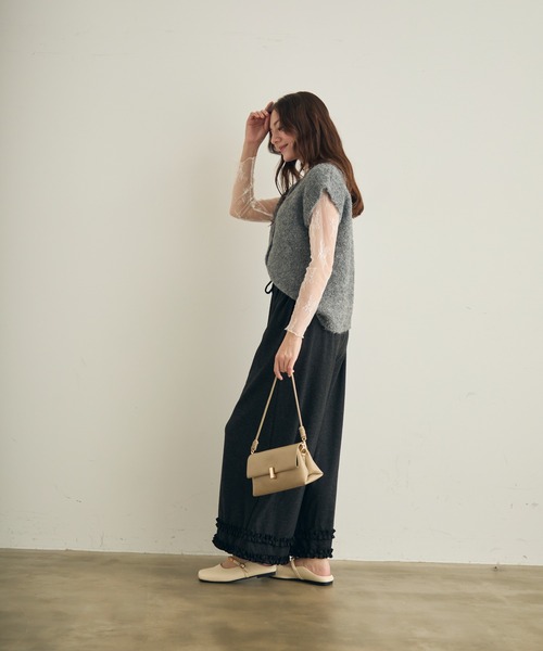 Lunea（ルネア）の「フリルスウェットワイドパンツ（スウェットパンツ・レディース・ライトグレー/ブラック/ダークグレー・L/M）」の16枚目の写真