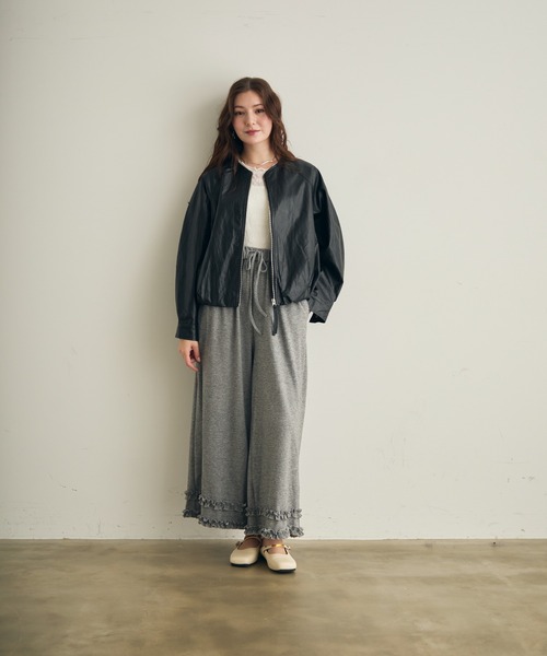 Lunea（ルネア）の「フリルスウェットワイドパンツ（スウェットパンツ・レディース・ライトグレー/ブラック/ダークグレー・L/M）」の18枚目の写真