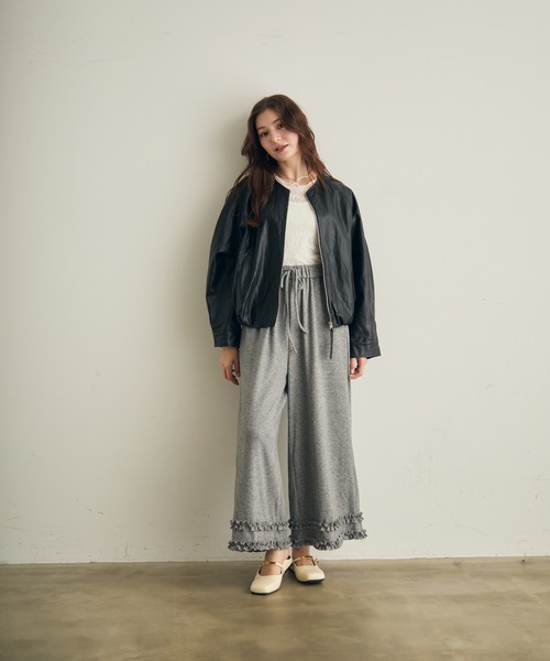 Lunea（ルネア）の「フリルスウェットワイドパンツ（スウェットパンツ・レディース・ライトグレー/ブラック/ダークグレー・L/M）」の19枚目の写真