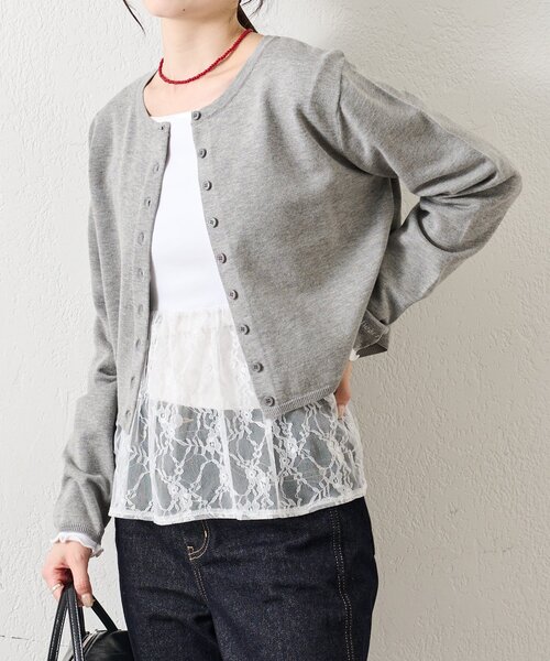 mystic(ミスティック)の「【5色展開◎】チビボタン長袖カーディガン(カーディガン/ボレロ・レディース・ブラック/ピンク/オフホワイト/グレー・FREE)」の15枚目の写真