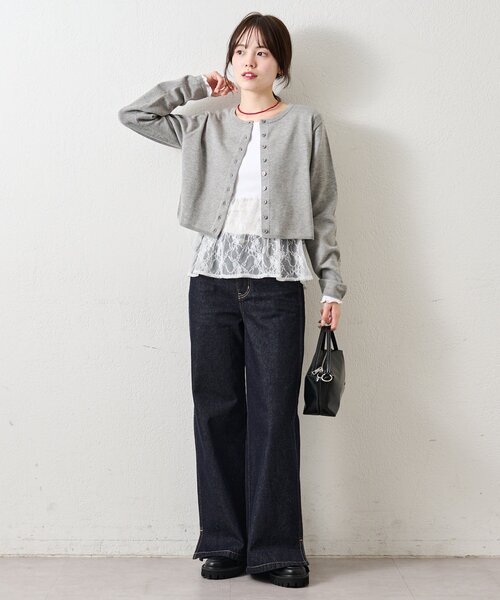 mystic(ミスティック)の「【5色展開◎】チビボタン長袖カーディガン(カーディガン/ボレロ・レディース・ブラック/ピンク/オフホワイト/グレー・FREE)」の22枚目の写真