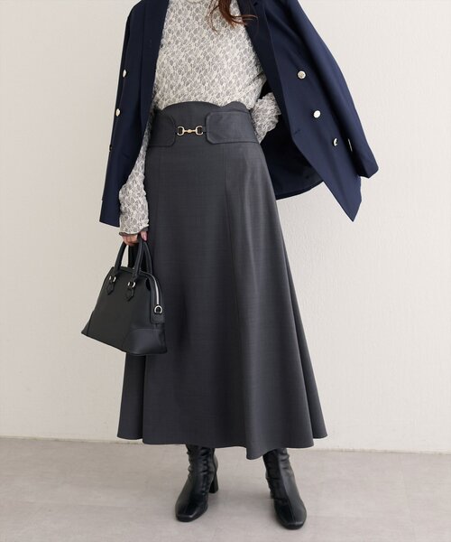 セール】【WEB限定】ビット付きスカラップフレアスカート（スカート