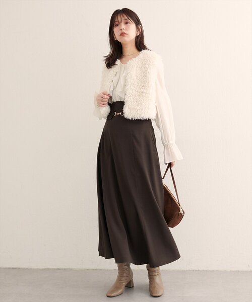 natural couture（ナチュラルクチュール）の「【WEB限定】ビット付きスカラップフレアスカート（スカート・レディース・ブラック/チャコールグレー/ブラウン/その他1・LARGE/FREE）」の10枚目の写真