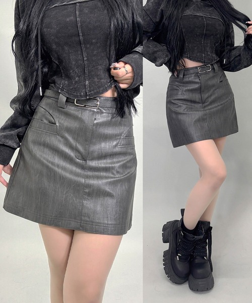 FOLLOWIN（フォロウィン）の「ベルト付き/フェミニンフェイクレザー