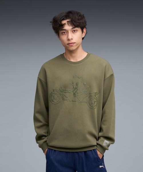 PUMA(プーマ)の「PUMA プーマ ユニセックス NEKO-san クルー スウェット(パーカー・メンズ・ネイビー/グリーン系その他・X-LARGE/X-SMALL/SMALL/LARGE/MEDIUM)」の2枚目の写真