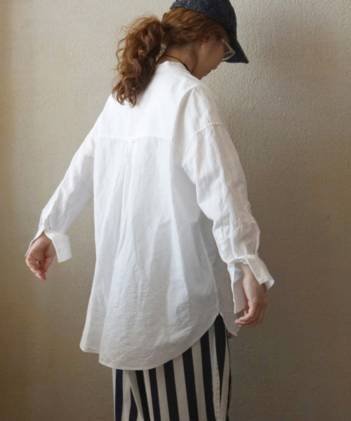 JOURNAL STANDARD LUXE（ジャーナルスタンダード　ラックス）の「CLシャンブレー スタンドカラーシャツ（シャツ/ブラウス・レディース・ブルー系その他/ホワイト・FREE）」の14枚目の写真