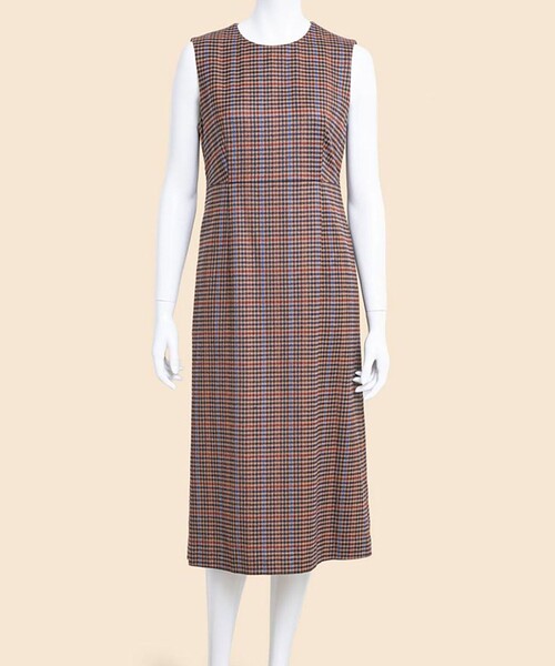 BROOKS BROTHERS(ブルックスブラザーズ)の「ウールブレンド ガンクラブチェック ノースリーブワンピース(ワンピース・レディース・ベージュ・0/2/4/6/8)」の1枚目の写真