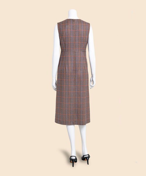 BROOKS BROTHERS(ブルックスブラザーズ)の「ウールブレンド ガンクラブチェック ノースリーブワンピース(ワンピース・レディース・ベージュ・0/2/4/6/8)」の3枚目の写真