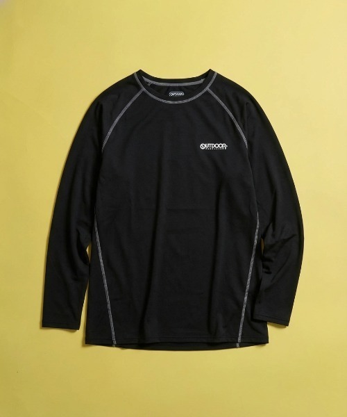 OUTDOOR PRODUCTS(アウトドアプロダクツ)の「【OUTDOOR/アウトドア】コンプレッションクルー/長袖 インナーウェア スポーツ トレーニング ランニング 吸汗速乾 ストレッチ(Tシャツ/カットソー・メンズ・ブラック×ゴールド/ブラック×シルバー・MEDIUM/LARGE/X-LARGE)」の2枚目の写真