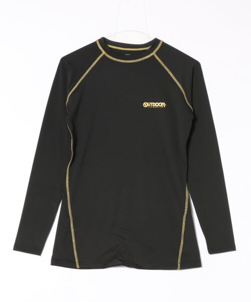 OUTDOOR PRODUCTS（アウトドアプロダクツ）の「【OUTDOOR/アウトドア】コンプレッションクルー/長袖 インナーウェア スポーツ トレーニング ランニング 吸汗速乾 ストレッチ（Tシャツ/カットソー・メンズ・ブラック×シルバー/ブラック×ゴールド・MEDIUM/LARGE/X-LARGE）」の5枚目の写真