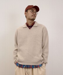 J.PRESS YORK STREET（ジェイプレスヨークストリート）の「【UNISEX】ウールカシミヤ スキッパーニットポロシャツ（ニット/セーター）」
