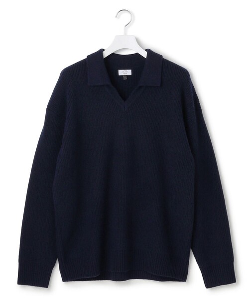 J.PRESS YORK STREET(ジェイプレスヨークストリート)の「【UNISEX】ウールカシミヤ スキッパーニットポロシャツ(ニット/セーター・メンズ・ブルー系/アイボリー系/ネイビー系/レッド系・SMALL/MEDIUM/LARGE)」の2枚目の写真