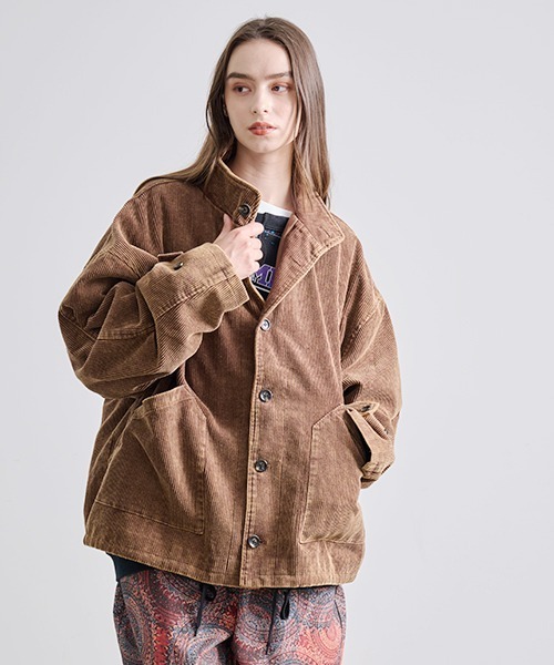 Revo. ケミカルウォッシュ加工 コーデュロイ ミリタリージャケット［セットアップ対応］