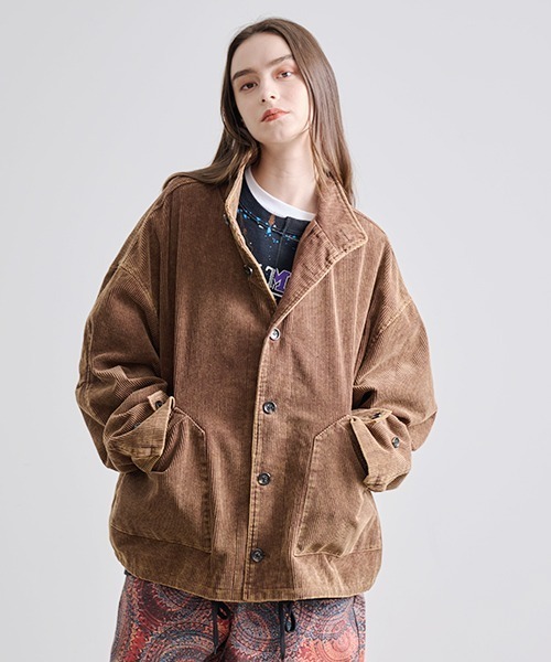 Revo. ケミカルウォッシュ加工 コーデュロイ ミリタリージャケット［セットアップ対応］