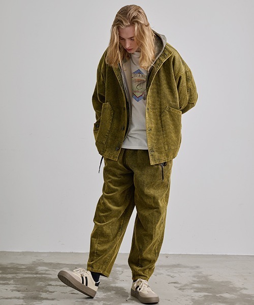 Revo. ケミカルウォッシュ加工 コーデュロイ ミリタリージャケット［セットアップ対応］