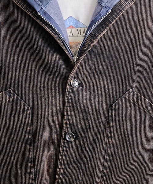 Revo. ケミカルウォッシュ加工 コーデュロイ ミリタリージャケット［セットアップ対応］