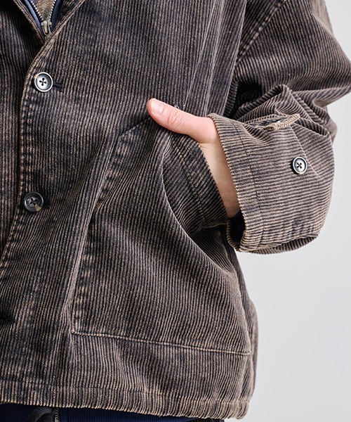 Revo. ケミカルウォッシュ加工 コーデュロイ ミリタリージャケット［セットアップ対応］