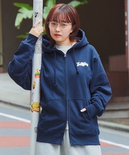 HEAVY WEIGHT 12.7oz 'POSTER BOY' LOGO ZIP HOODIE 長袖 パーカー 秋