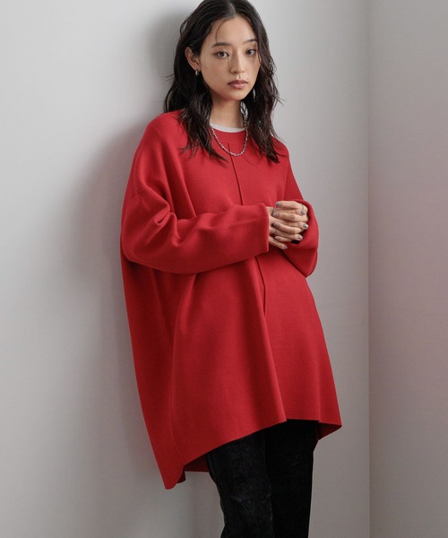 LOWRYS FARM（ローリーズファーム）の「センタータックロングプルオーバー  600401（ニット/セーター・レディース・ブラック/レッド/アイボリー・FREE）」の3枚目の写真