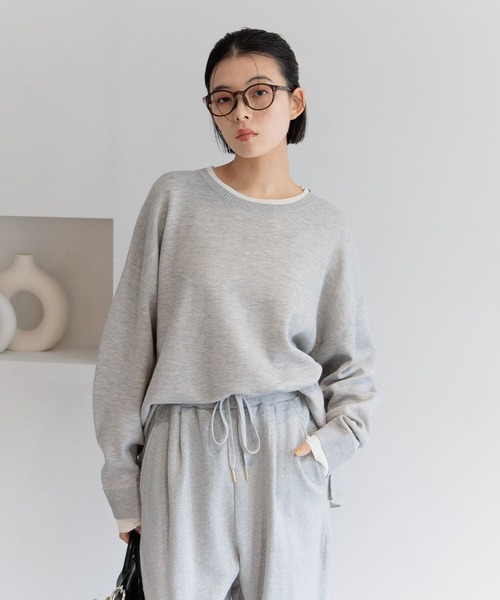 BAYFLOW（ベイフロー）の「スウェットライクニットプルオーバー（ニット/セーター・レディース・ブラック/ブルー/グレー・FREE）」の2枚目の写真