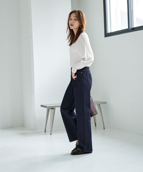STYLE DELI（スタイルデリ）の「ネイビーボーイズストレートデニム（デニムパンツ・レディース・ネイビー・SMALL/MEDIUM/LARGE）」の8枚目の写真