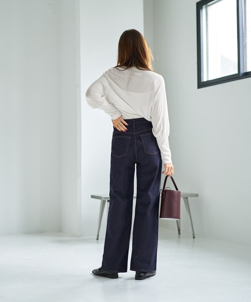 STYLE DELI（スタイルデリ）の「ネイビーボーイズストレートデニム（デニムパンツ・レディース・ネイビー・SMALL/MEDIUM/LARGE）」の4枚目の写真