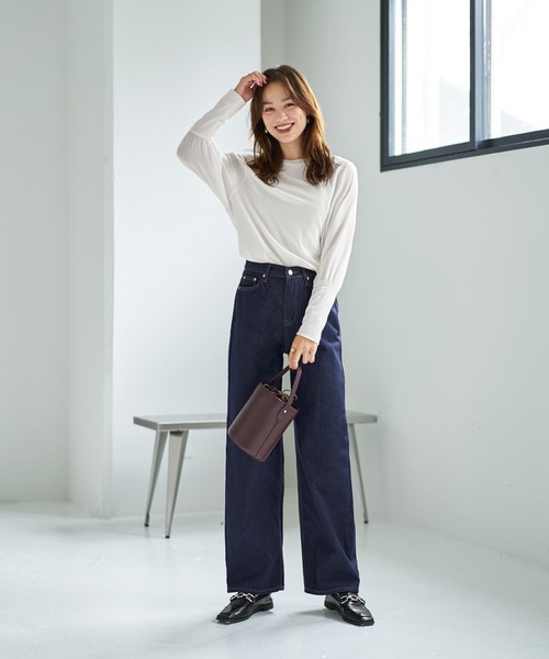STYLE DELI（スタイルデリ）の「ネイビーボーイズストレートデニム（デニムパンツ・レディース・ネイビー・SMALL/MEDIUM/LARGE）」の2枚目の写真