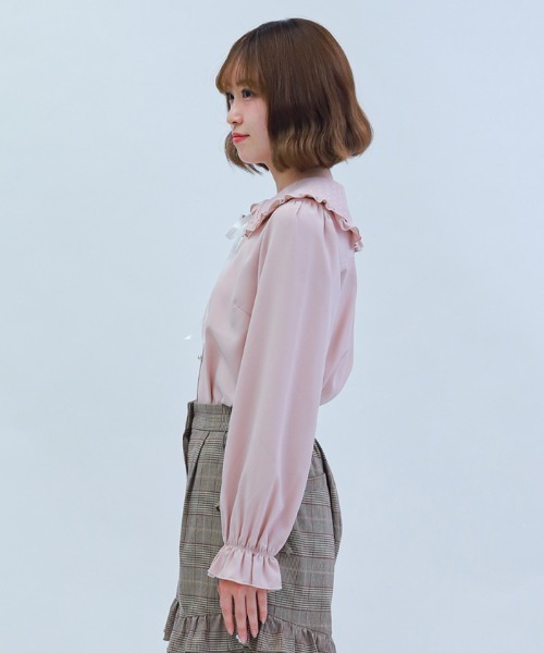 axes femme POETIQUE（アクシーズファムポエティック）の「ハートチュールビッグ襟ブラウス（シャツ/ブラウス・レディース・ホワイト/ピンク/ブラック・MEDIUM）」の5枚目の写真