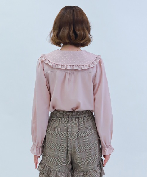 axes femme POETIQUE（アクシーズファムポエティック）の「ハートチュールビッグ襟ブラウス（シャツ/ブラウス・レディース・ホワイト/ピンク/ブラック・MEDIUM）」の6枚目の写真