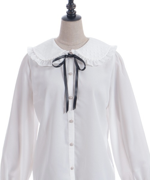 axes femme POETIQUE（アクシーズファムポエティック）の「ハートチュールビッグ襟ブラウス（シャツ/ブラウス・レディース・ホワイト/ピンク/ブラック・MEDIUM）」の17枚目の写真