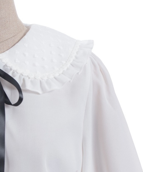 axes femme POETIQUE（アクシーズファムポエティック）の「ハートチュールビッグ襟ブラウス（シャツ/ブラウス・レディース・ホワイト/ピンク/ブラック・MEDIUM）」の19枚目の写真