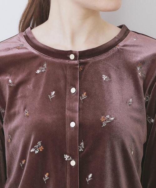 セール】小花刺繍ベロアショートカーディガン【洗濯機OK