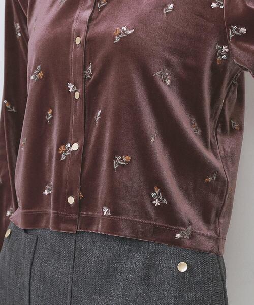 セール】小花刺繍ベロアショートカーディガン【洗濯機OK