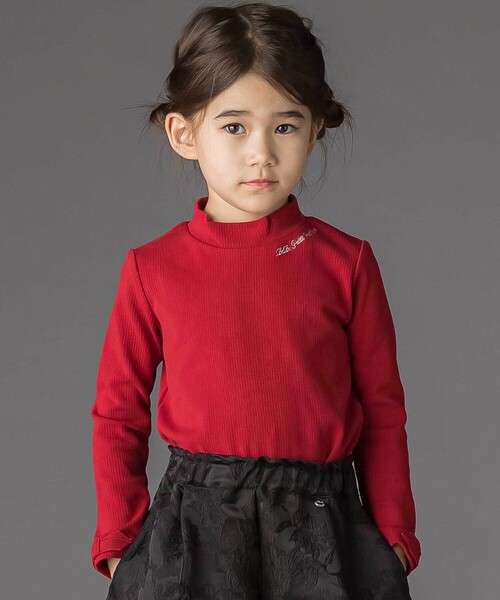 BeBe Petits Pois Vert（ベベプチポワヴェール）の「【お揃い】袖リボンリブトップス（Tシャツ/カットソー・キッズ・ブラック/レッド/ホワイト・110cm/120cm/140cm/160cm/150cm/130cm）」の3枚目の写真