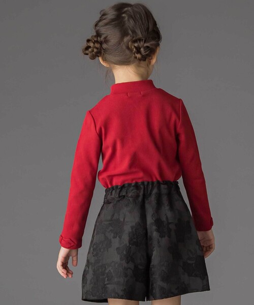 BeBe Petits Pois Vert（ベベプチポワヴェール）の「【お揃い】袖リボンリブトップス（Tシャツ/カットソー・キッズ・ブラック/レッド/ホワイト・110cm/120cm/140cm/160cm/150cm/130cm）」の5枚目の写真