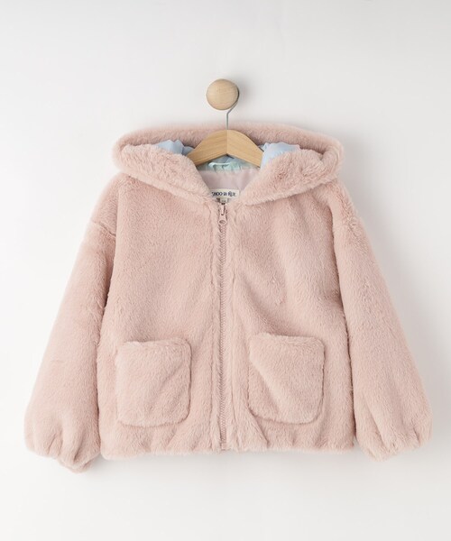 SHOO・LA・RUE（シューラルー）の「【100-120cm/トドラー】耳付きエコファーパーカ（パーカー・キッズ・アイボリー/ピンク・10/11/12）」の3枚目の写真