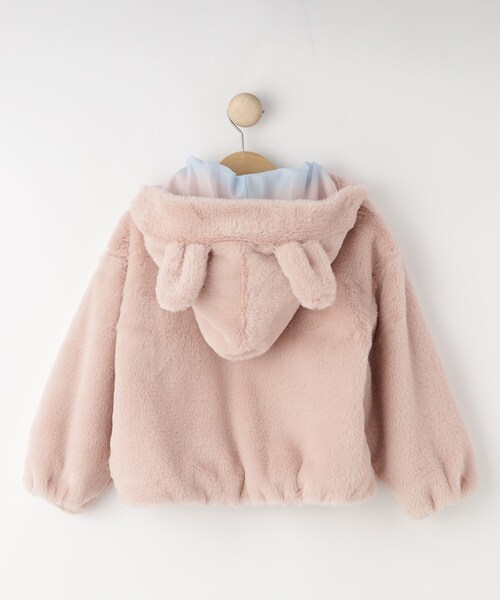 SHOO・LA・RUE（シューラルー）の「【100-120cm/トドラー】耳付きエコファーパーカ（パーカー・キッズ・アイボリー/ピンク・10/11/12）」の4枚目の写真