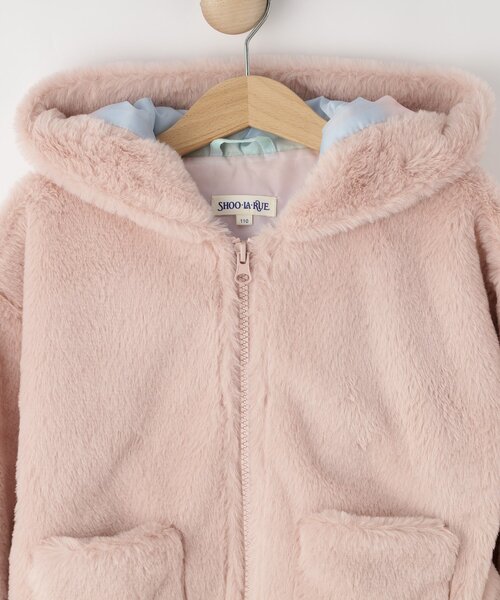SHOO・LA・RUE（シューラルー）の「【100-120cm/トドラー】耳付きエコファーパーカ（パーカー・キッズ・アイボリー/ピンク・10/11/12）」の5枚目の写真